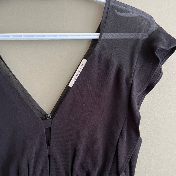 SANDRO PARIS Black V-Neck Sheath Mini Dress size 1 - Picture 4 of 16